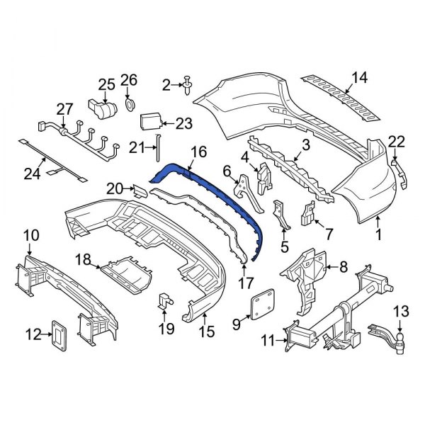 Mercedes-Benz OE 1668851601 - Rear Upper Bumper Trim