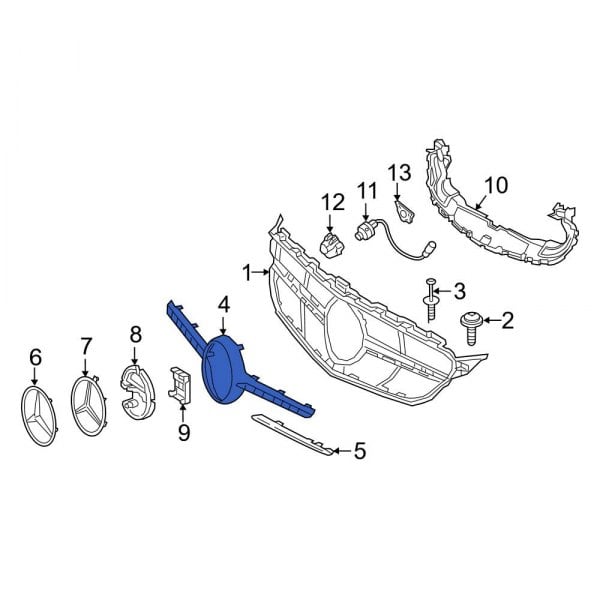 Mercedes-Benz OE 20588811009982 - Front Center Grille Molding