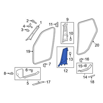 Mercedes-Benz OE - Right Upper Door Pillar Post Trim Set