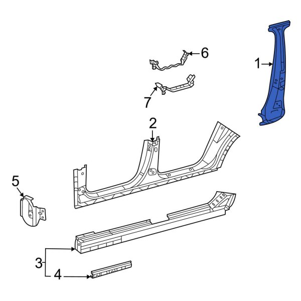 MercedesBenz OE 1676303904 Left Body BPillar Reinforcement