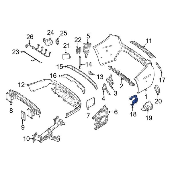 Mercedes-Benz OE 2928853400 - Rear Right Inner Bumper Cover Bracket