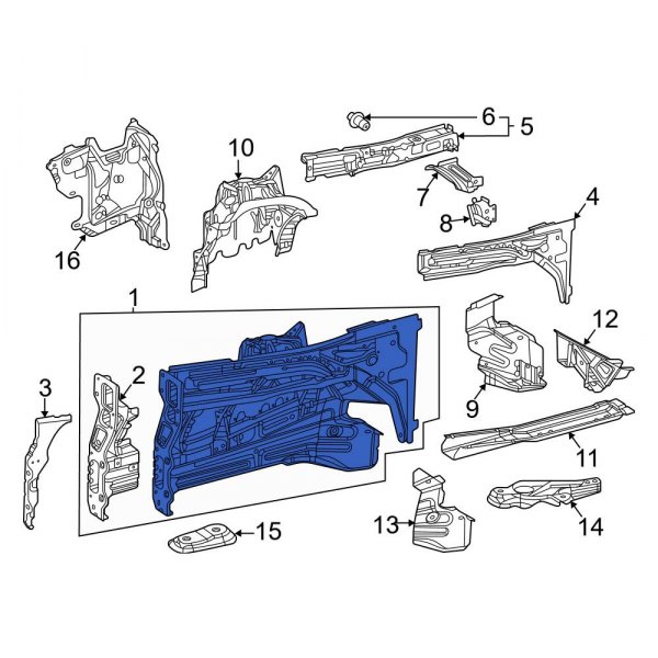 MercedesBenz OE 1676207901 Front Left Frame Side Member Assembly