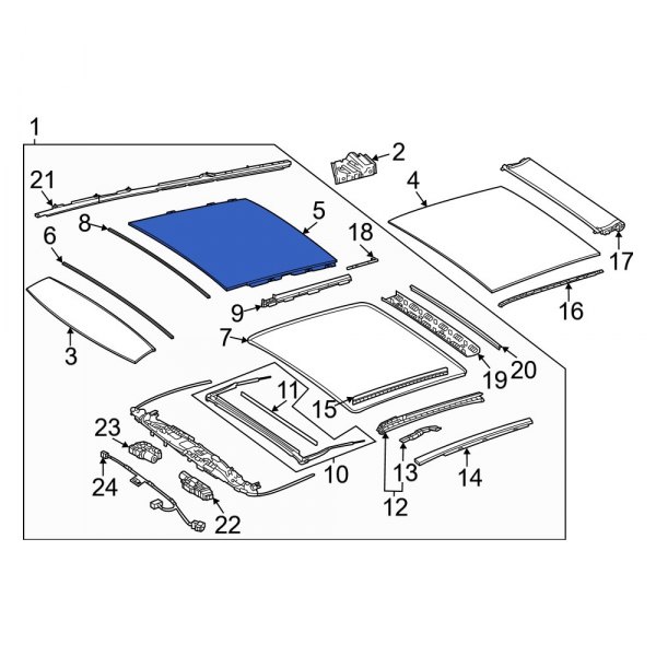 MercedesBenz OE 1677802600 Rear Sunroof Glass