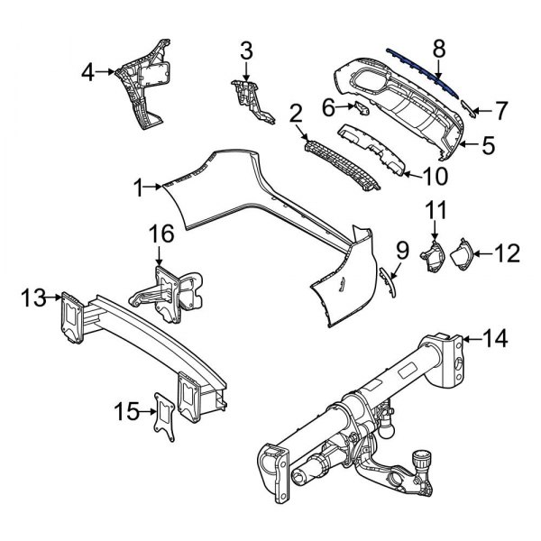 Mercedes-Benz OE 1678859102 - Rear Center Bumper Trim