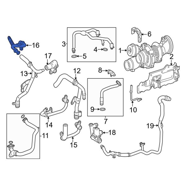 Mercedes-Benz OE 1762000200 - Right Turbocharger Coolant Line