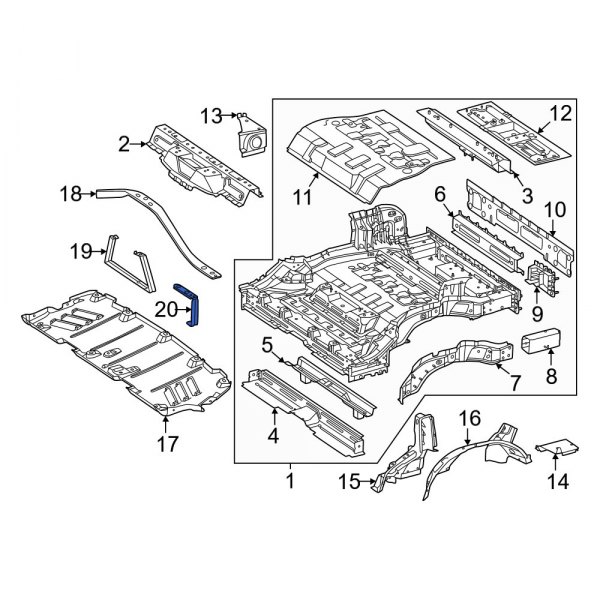 Floor Pan Splash Shield Bracket