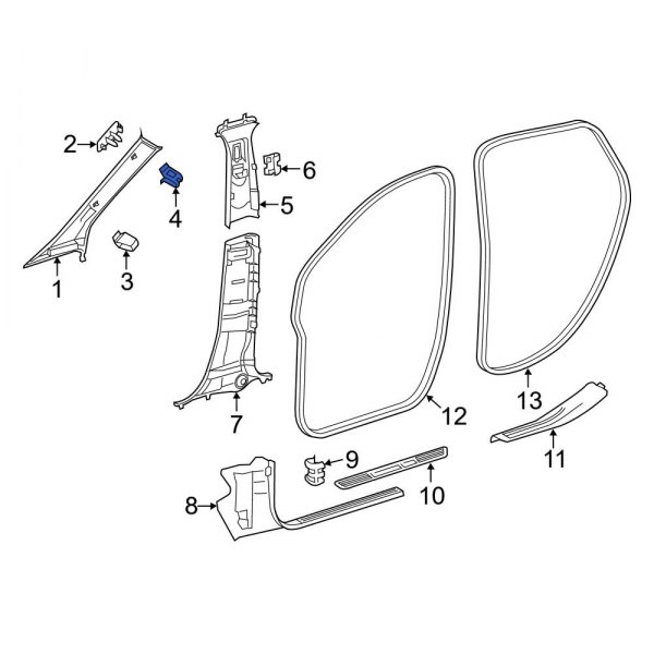 Body A-Pillar Trim Panel Clip