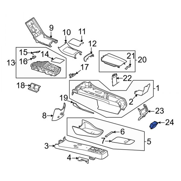 MercedesBenz OE 29768007041D03 Center Rear Console Compartment