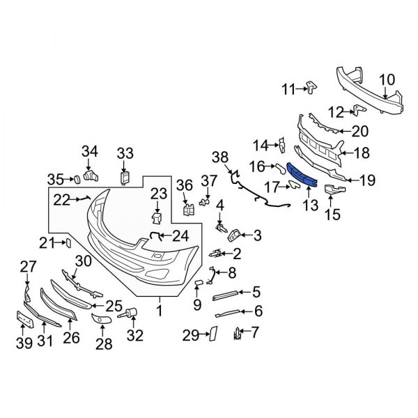 Mercedes Benz Oe 2218851837 Front Center Bumper Impact Absorber