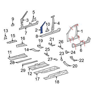 Mercedes-Benz OE - Right Body A-Pillar Reinforcement