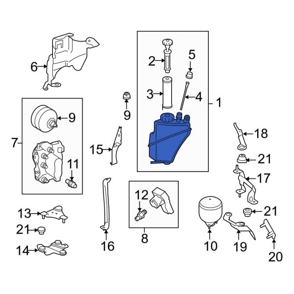 MercedesBenz OE 2213200214 Rear Active Suspension Fluid Reservoir