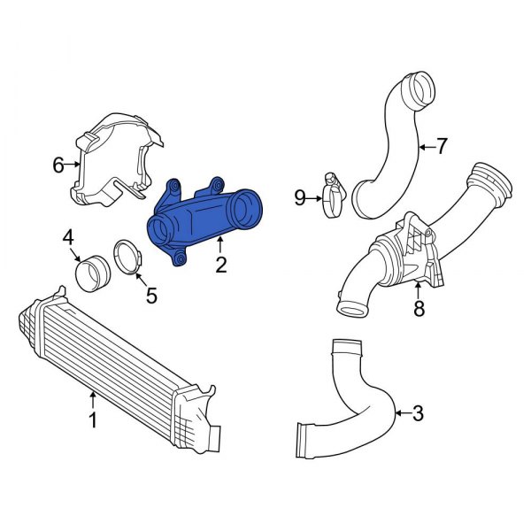 MercedesBenz OE 2215200001 Front Right Intercooler Pipe