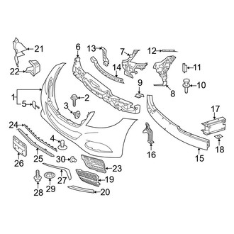 Mercedes-Benz OE - Front Bumper & Grille - Bumper & Components (Bumper Cover & Components, With AMG Package), (Sedan)