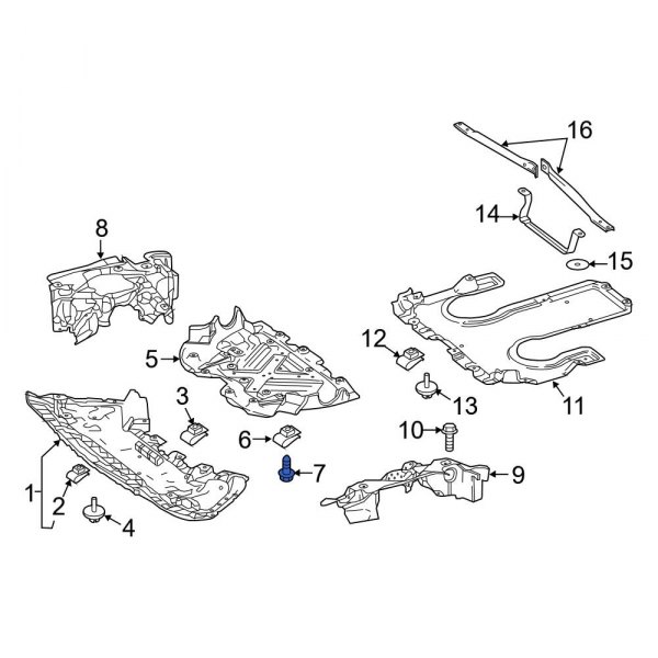 Radiator Support Splash Shield Screw