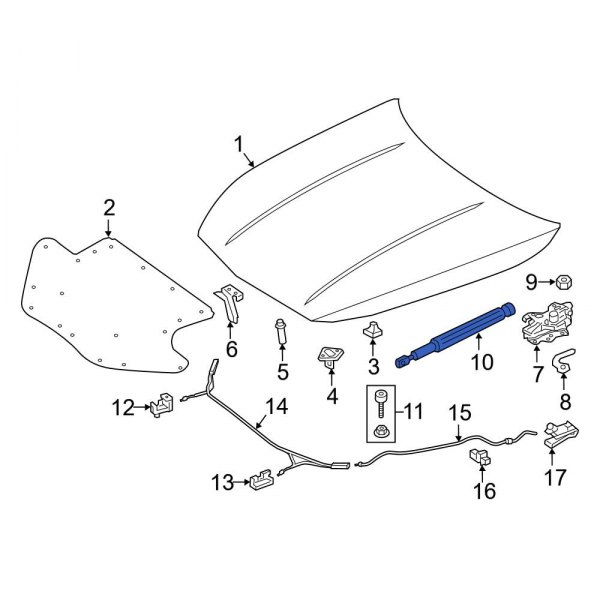 Mercedes-Benz OE 2229800064 - Left Hood Lift Support