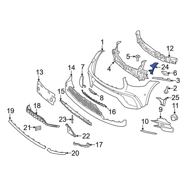 Mercedes-Benz OE 2538858903 - Front Left Upper Bumper Cover Support Rail