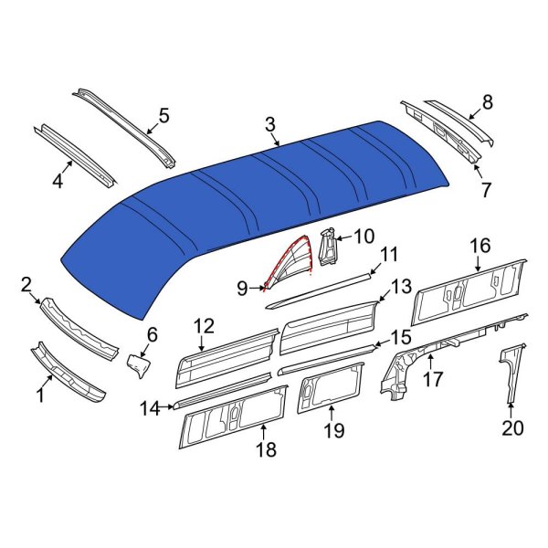 MercedesBenz OE 9066500102 Center Roof Panel