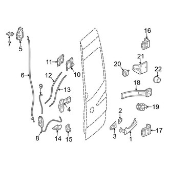 Mercedes-Benz OE - Rear Loading Door - Lock & Hardware (Passenger Side Door), (Extended Cargo Van / Standard Cargo Van)