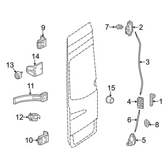 Mercedes-Benz OE - Rear Loading Door - Lock & Hardware (Driver Side Door), (Extended Cargo Van / Standard Cargo Van / Standard Passenger Van)