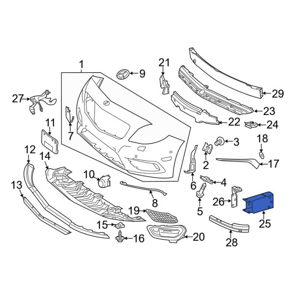 Mercedes-Benz OE 1176200300 - Front Left Bumper Impact Bar Bracket