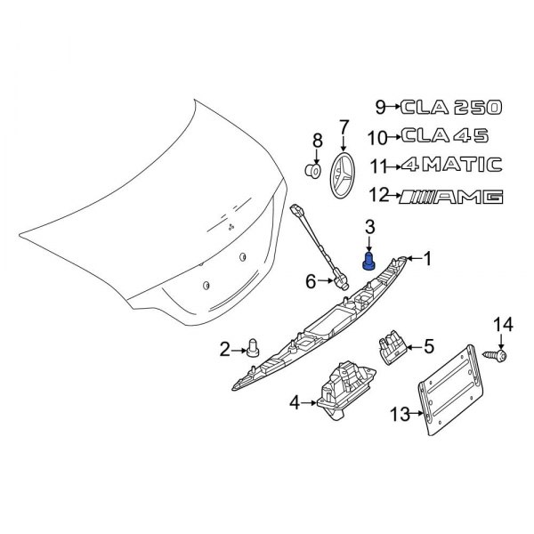 Mercedes-Benz OE 0009984685 - Deck Lid Finish Panel Stud