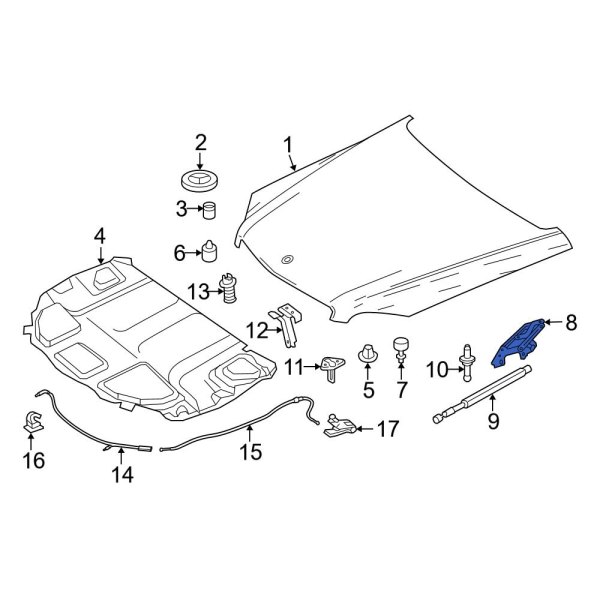 MercedesBenz OE 2538800128 Front Left Hood Hinge