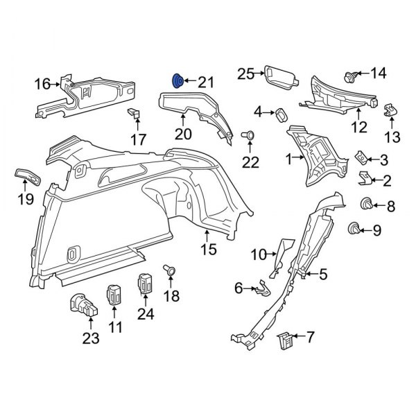 Body D-Pillar Trim Panel Clip