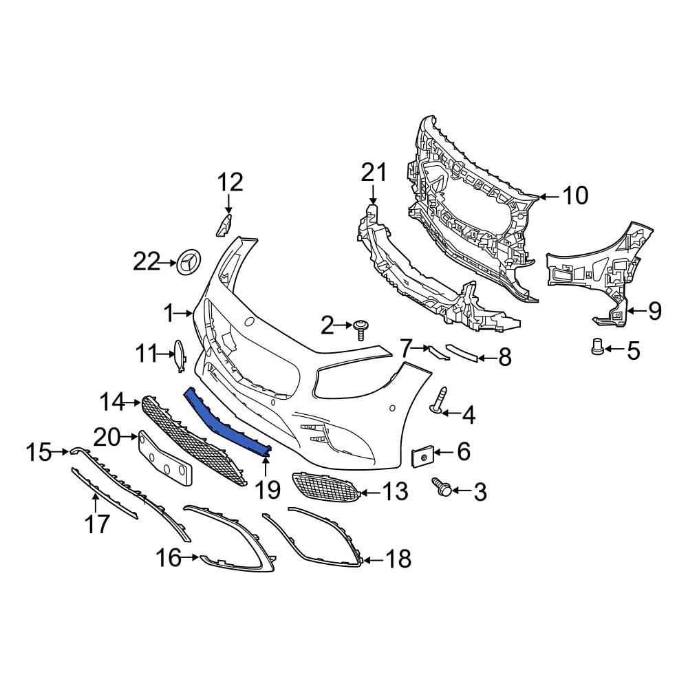 MercedesBenz OE 2228857601 Front Bumper Cover Spacer Panel