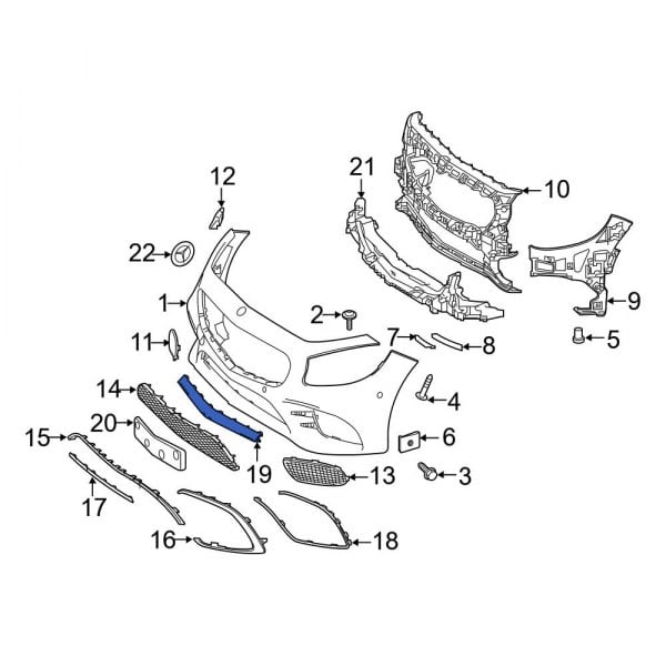 MercedesBenz OE 2178858700 Front Bumper Cover Spacer Panel