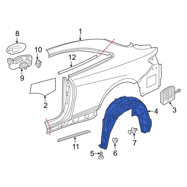 MercedesBenz OE 2176901400 Rear Right Quarter Panel Splash Shield