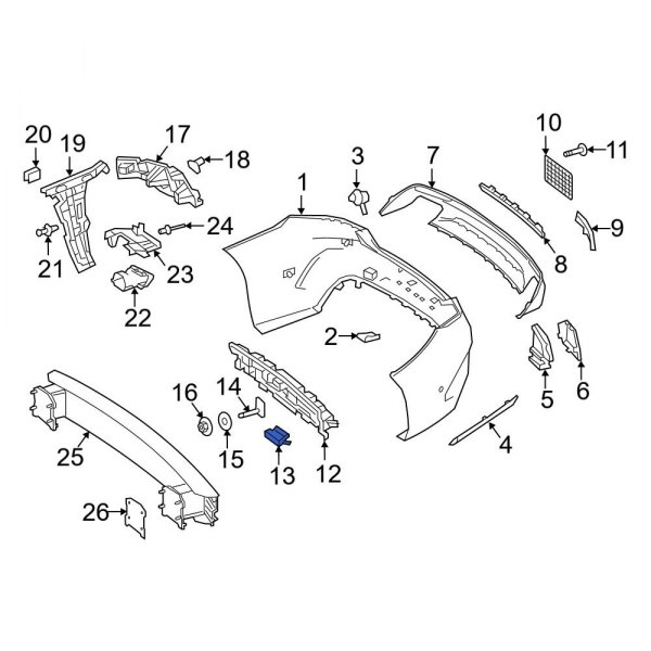 Bumper Cover Support Rail Clip