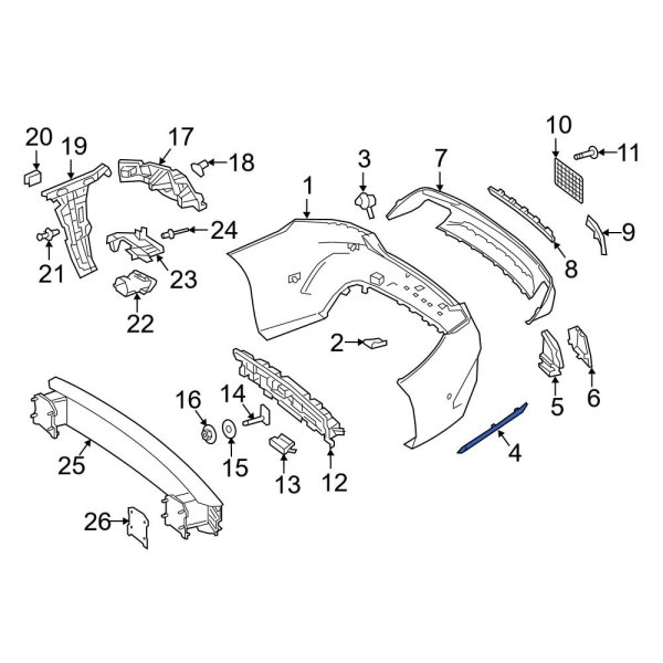 Mercedes-Benz OE 2228853000 - Rear Right Bumper Trim