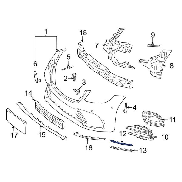 Mercedes-Benz OE 2228853801 - Front Right Upper Grille Molding