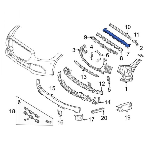 Mercedes Benz Oe 2238851400 Front Upper Bumper Cover Support Rail