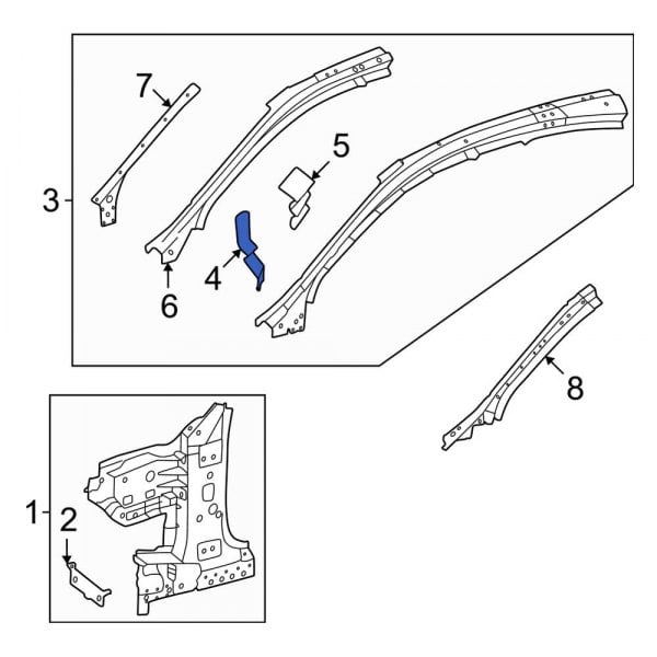 Mercedes-Benz OE 2236822102 - Lower Body A-Pillar Baffle Plate