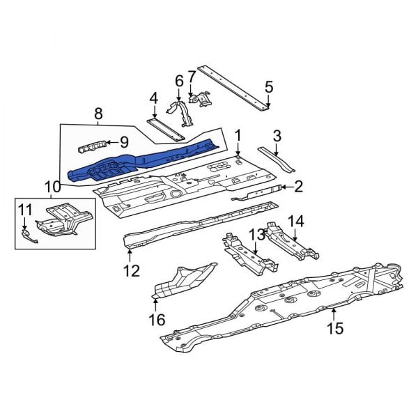 Mercedes-Benz OE 2236104704 - Left Floor Side Rail Reinforcement