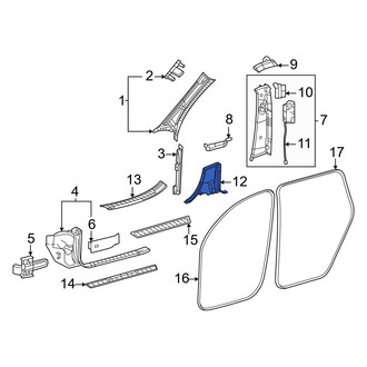 Mercedes-Benz OE - Left Upper Door Pillar Post Trim Set