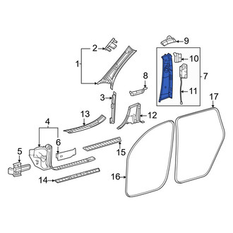 Mercedes-Benz OE - Right Upper Door Pillar Post Trim Set