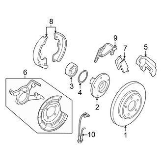 Mercury OE - Rear Suspension - Brake Components (Hybrid FWD)