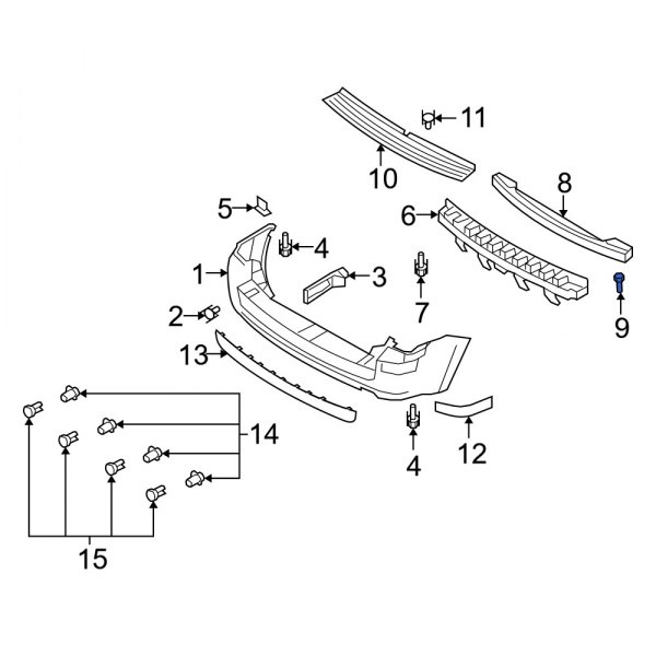 Bumper Cover Reinforcement Nut