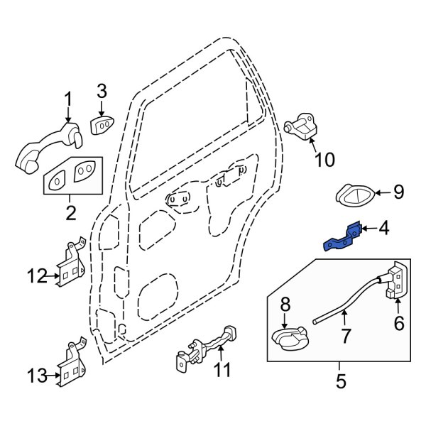 Mercury OE 4L8Z7826605AA Rear Left Exterior Door Handle Reinforcement