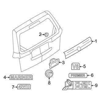 Mercury OE - Lift Gate - Exterior Trim (Flex / Gas)