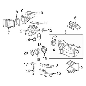 Mercury OE - Air Conditioner & Heater - Evaporator & Heater Components (Front)