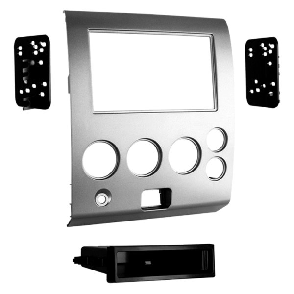 Metra® - Double DIN Silver Stereo Dash Kit with Trim Panel, Pocket and Rear A/C Delete Plugs