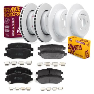 Metrix Premium Chassis Parts® - 1-Piece Plain Brake Rotor and Brake Pad Kit
