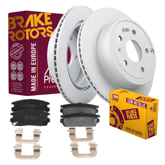 Metrix Premium Chassis Parts® - 1-Piece Plain Brake Rotor and Brake Pad Kit