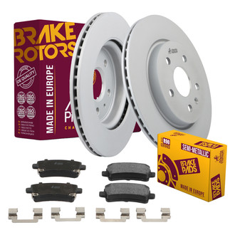 Metrix Premium Chassis Parts® - 1-Piece Plain Brake Rotor and Brake Pad Kit