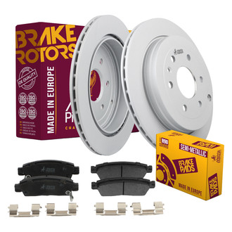 Metrix Premium Chassis Parts® - 1-Piece Plain Brake Rotor and Brake Pad Kit