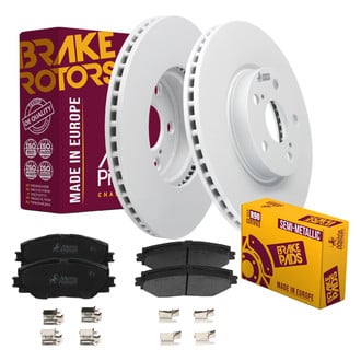 Metrix Premium Chassis Parts® - 1-Piece Plain Brake Rotor and Brake Pad Kit