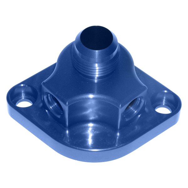 Meziere Enterprises® - Manifold Blue -12AN Male -6AN Female Water Neck Plate